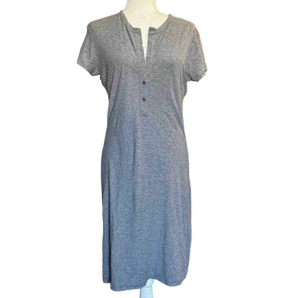 James Perse Gray Double Layer Dress Quiet Luxury Minimalist Model Off Duty 3/L